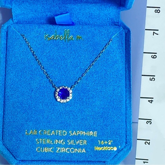 Isabella m lab created sapphire Sterling Silver Necklace - Picture 1 of 7